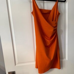 Elegant Orange Wrap Dress